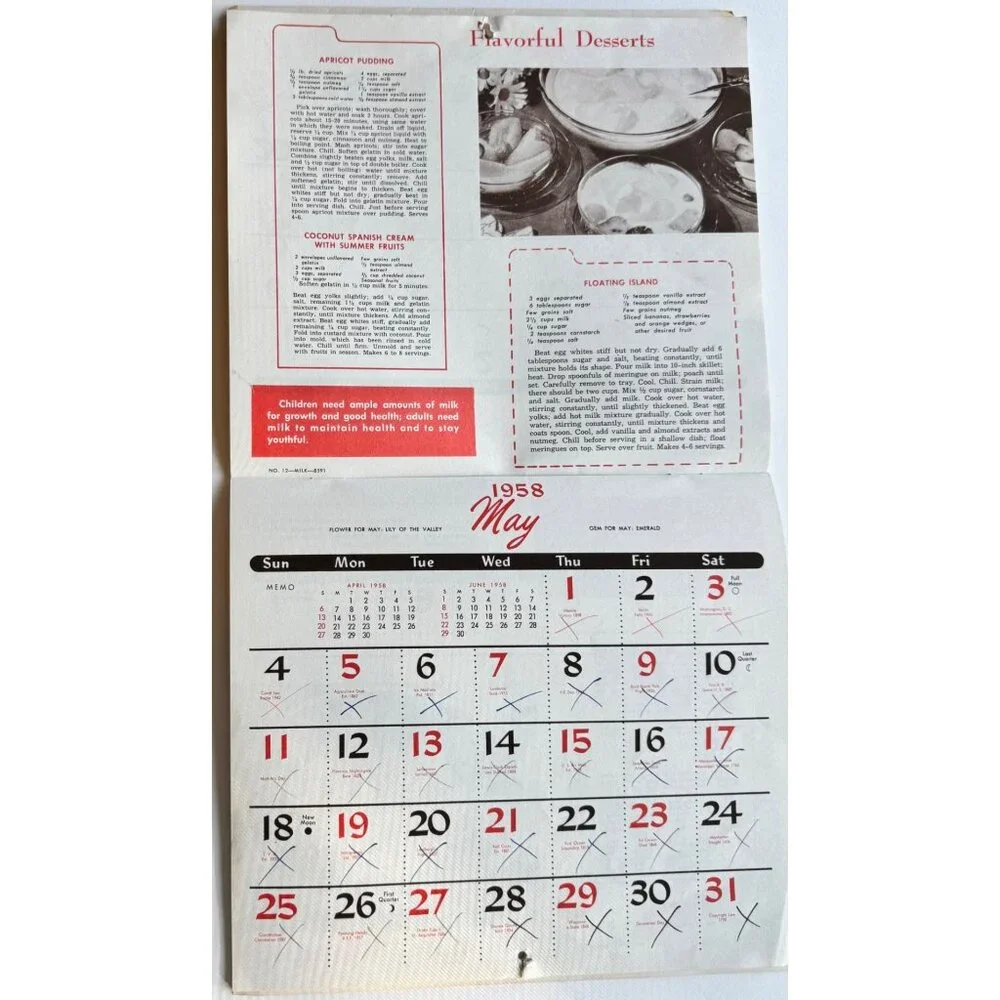 1958 Barton Christmas Holiday Dairy  Wall Calendar Coshocton Ohio Vintage 1950s - Picture 13 of 16